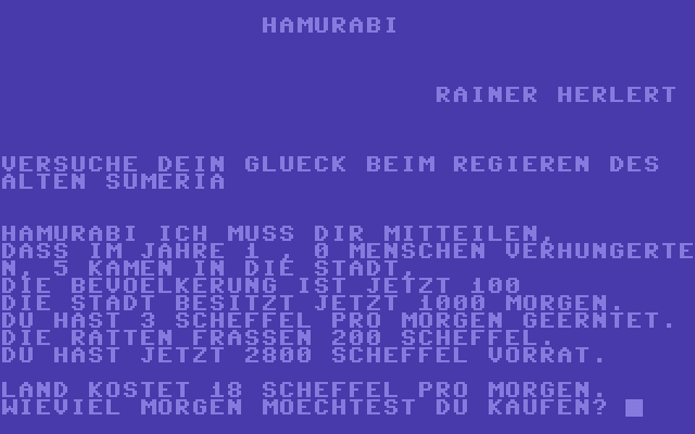 Hamurabi (19??) C64 game