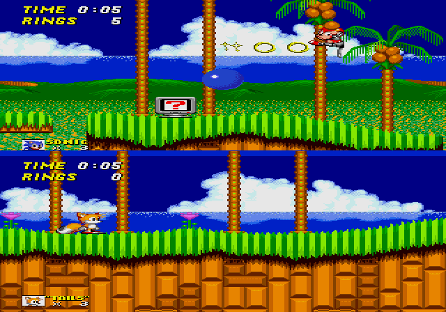 Sonic the Hedgehog 2  in-game screen image #1 2 Players split screen.