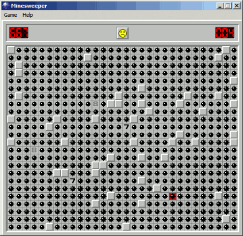 Minesweeper in-game screen image #1 Custom level, victory improbable
