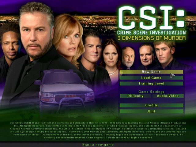 CSI: 3 Dimensions of Murder  title screen image #1 