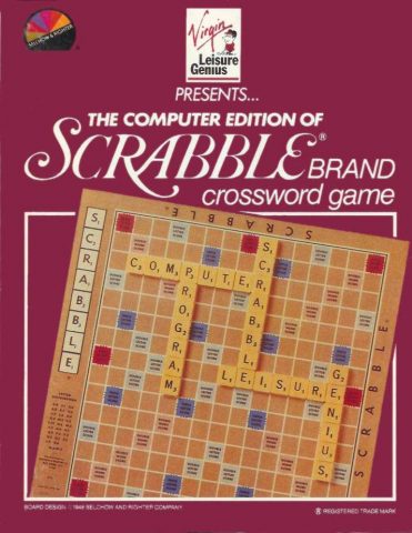 The Computer Edition of Scrabble Brand Crossword Game  package image #1 An "IBM PC Compatible/Tandy 1000" sticker would
normally have been placed on the upper right corner