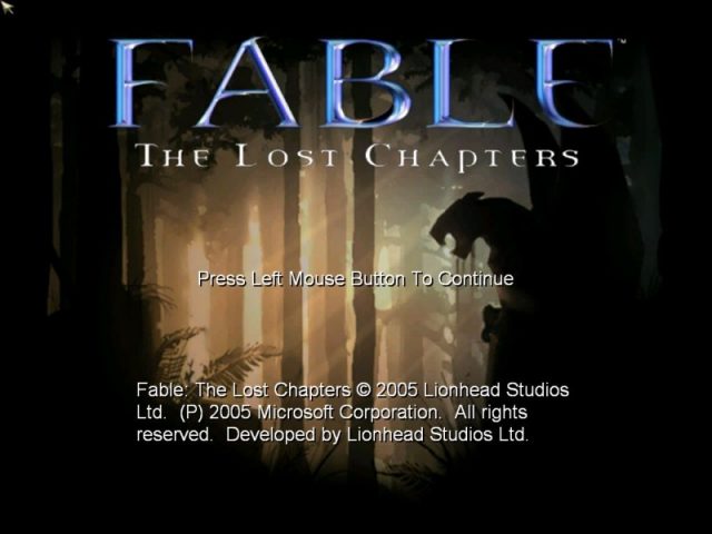 Fable: The Lost Chapter title screen image #1 