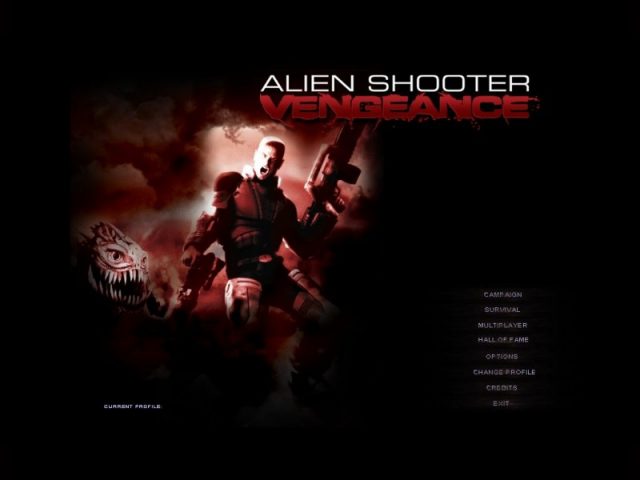 Alien Shooter: Vengeance  title screen image #3 Main menu, cdv's version