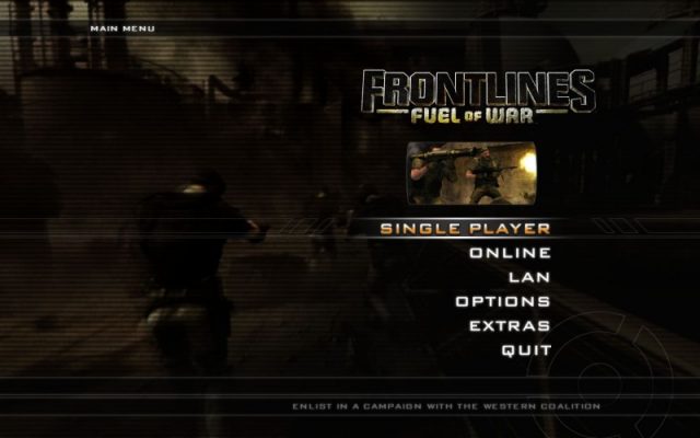 Frontlines: Fuel of War  title screen image #2 Main menu