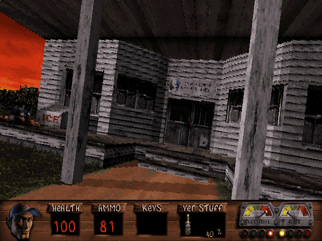 Redneck Rampage  in-game screen image #2 The display swivels greatly when the player gets too drunk.