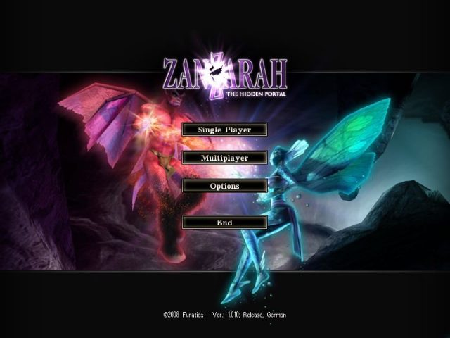 Zanzarah: The Hidden Portal  title screen image #1 Main menu; from the English version (yes, I know it claims it's German)