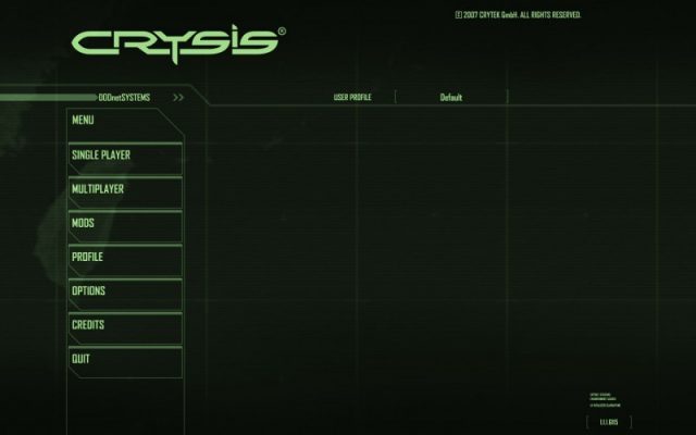 Crysis  title screen image #1 Main menu