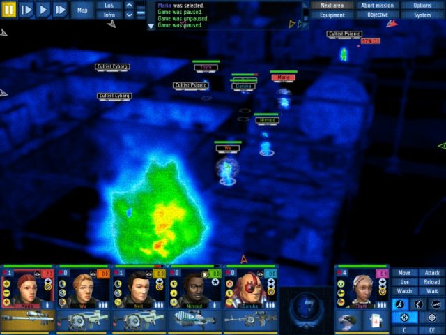 UFO: Aftershock  in-game screen image #1 Infra vision mode, one of the many different vision modes available.