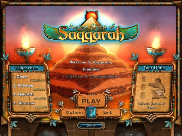 Ancient Quest of Saqqarah title screen image #1 Main menu