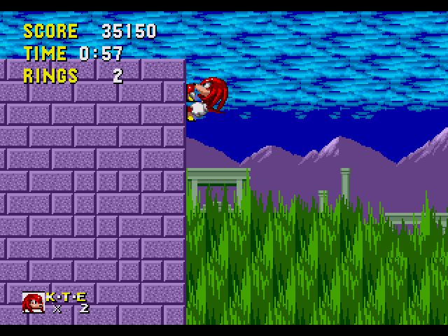 Sonic & Knuckles  in-game screen image #1 The hedgehog cant touch this (Knuckles in Sonic 1 hack)