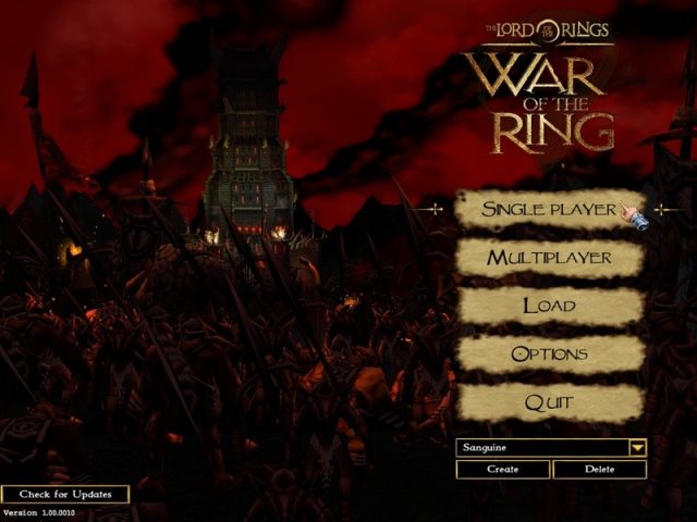 The Lord of the Rings: War of the Ring  title screen image #1 