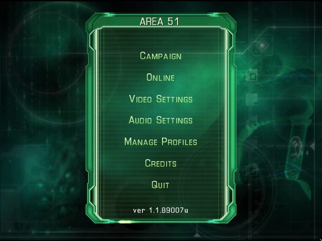 AREA-51  title screen image #1 Main menu