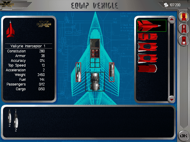 X-COM: Apocalypse  in-game screen image #2 Vehicle equipment