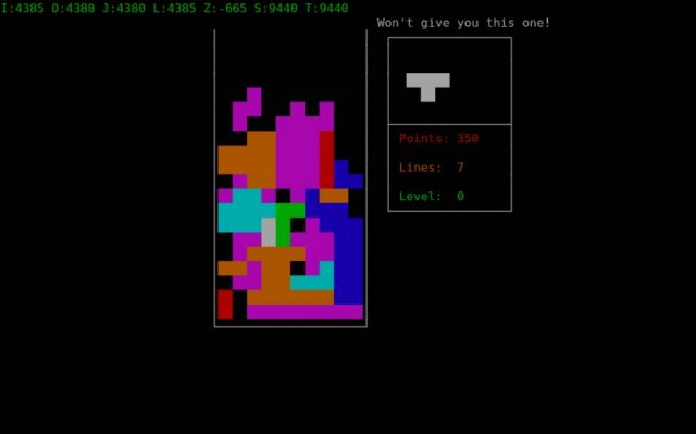 Bastard Tetris  in-game screen image #1 That statement in on the upper right is always or sometimes a lie.