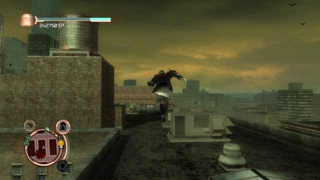 Prototype in-game screen image #1 Pouncing across rooftops.