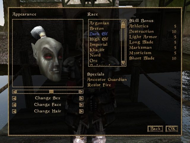 The Elder Scrolls III: Morrowind  in-game screen image #5 Character creation