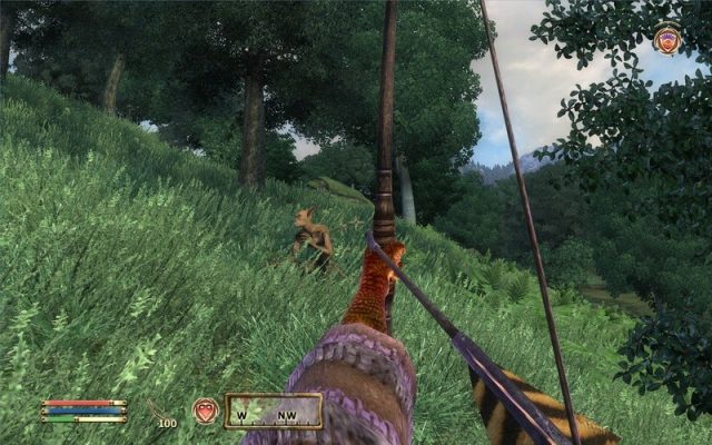 The Elder Scrolls IV: Oblivion  in-game screen image #1 Bow & arrows face off a Scamp