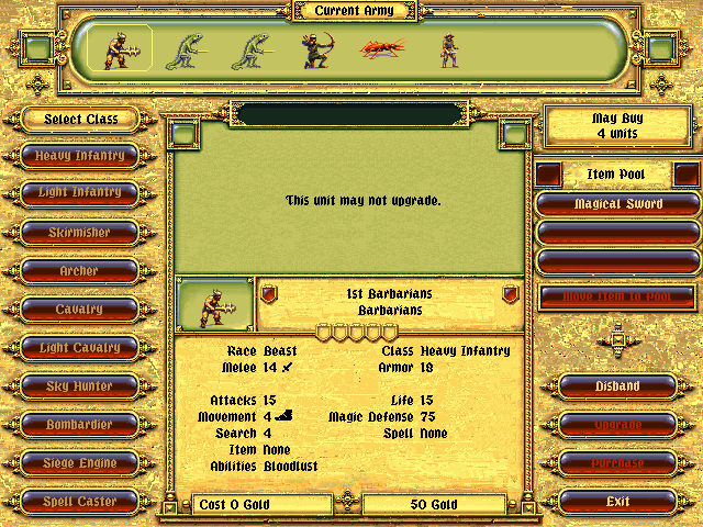 Fantasy General in-game screen image #3 Army management