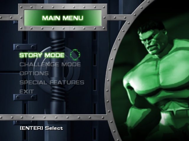 Hulk  in-game screen image #2 Main menu