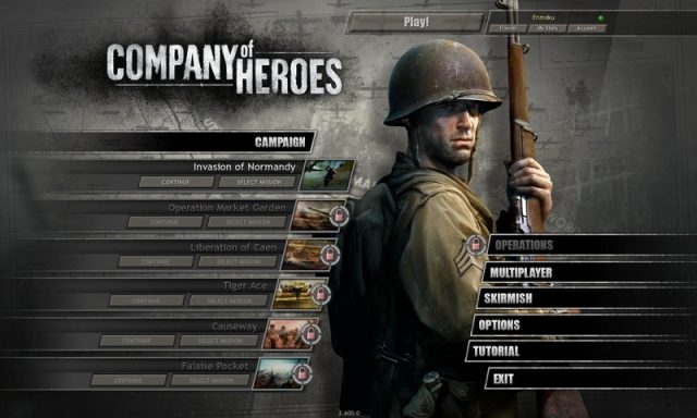 Company of Heroes  title screen image #1 Main menu; version 2.6