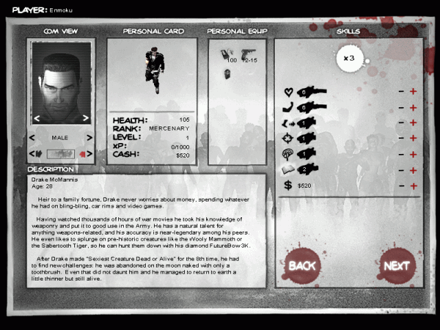 Zombie Shooter 2 in-game screen image #2 Character select