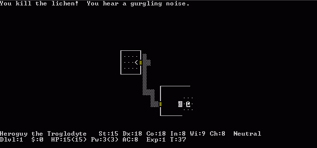 NetHack in-game screen image #2 TTY mode
