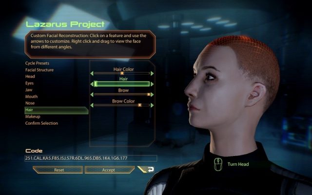 Mass Effect 2  in-game screen image #3 Part of character design process