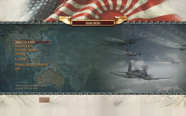 Battlestations: Pacific  in-game screen image #2 Main menu