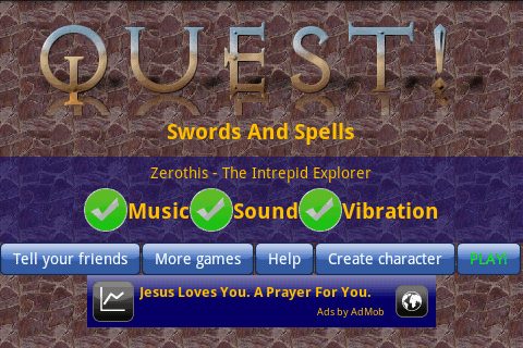 Quest!: Swords and Spells  title screen image #1 