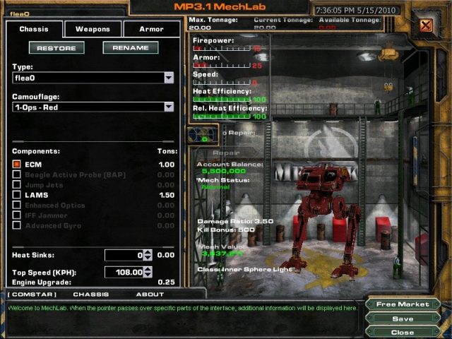 MechWarrior 4: Mercenaries  in-game screen image #3 MechLab