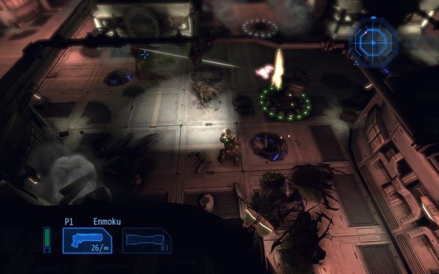 Alien Breed: Impact  in-game screen image #1 Aided by an automated defense turret.