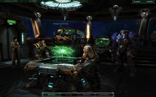 StarCraft II: Wings of Liberty  in-game screen image #1 Raynor on Hyperion's bridge.