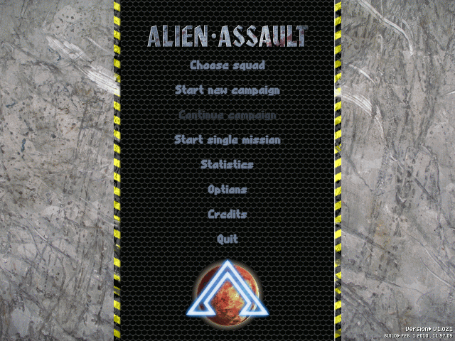 Alien Assault in-game screen image #1 Main menu