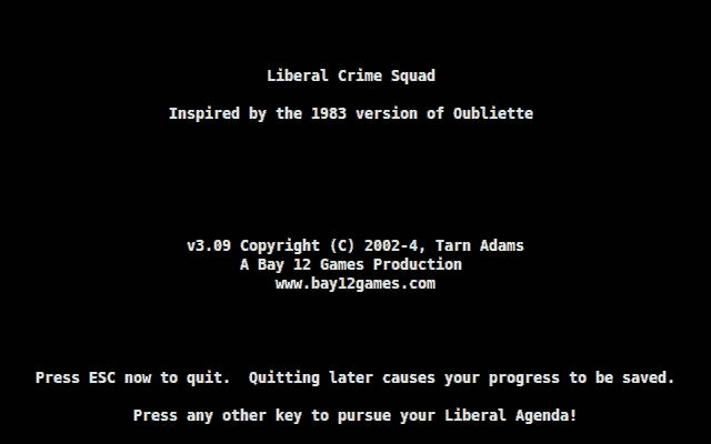 Liberal Crime Squad  title screen image #1 