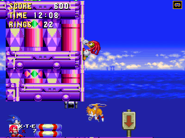 Open Surge  in-game screen image #1 Sonic holds the gate open so Tails and Knuckles can go exploring.