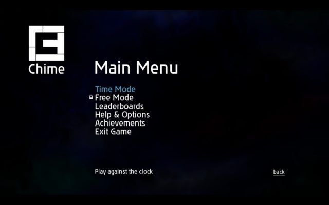 Chime in-game screen image #2 Main menu