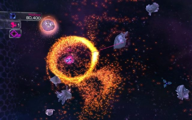 Ion Assault  in-game screen image #1 Gathering ion particles, causing them to swirl violently around the craft.