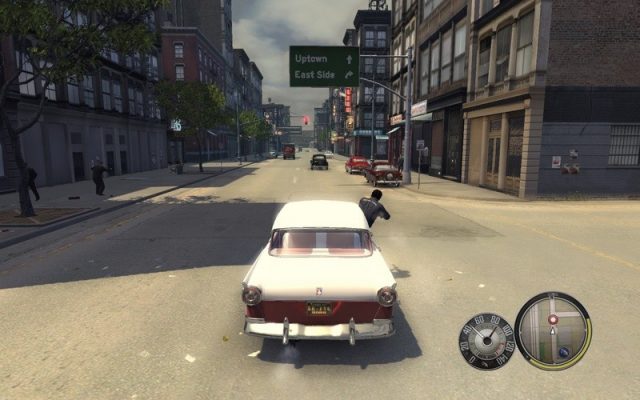 Mafia II  in-game screen image #3 Car chase with a friend trying to gun them down.