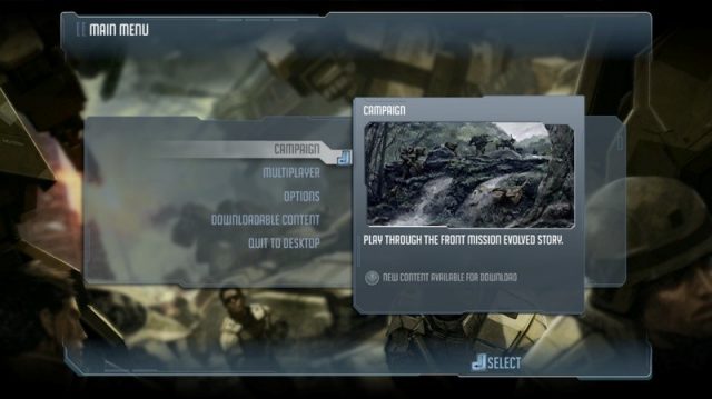 Front Mission Evolved  in-game screen image #2 Main menu