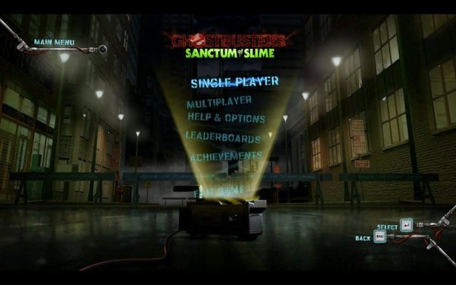 Ghostbusters: Sanctum of Slime in-game screen image #3 Main menu