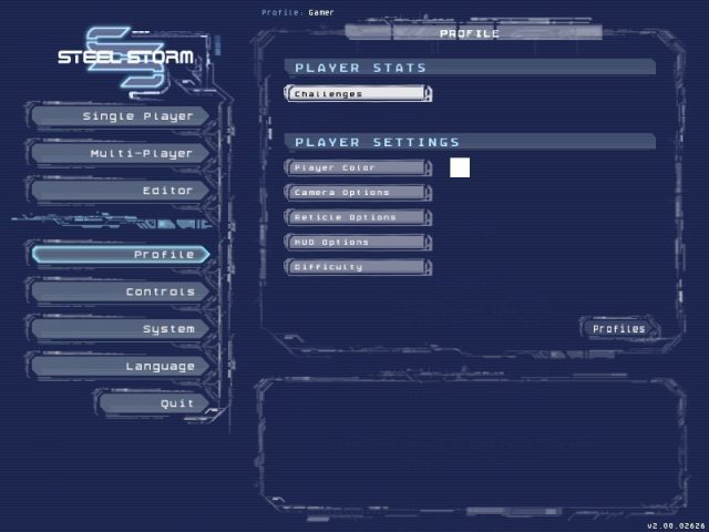 Steel Storm: Burning Retribution in-game screen image #2 Main menu