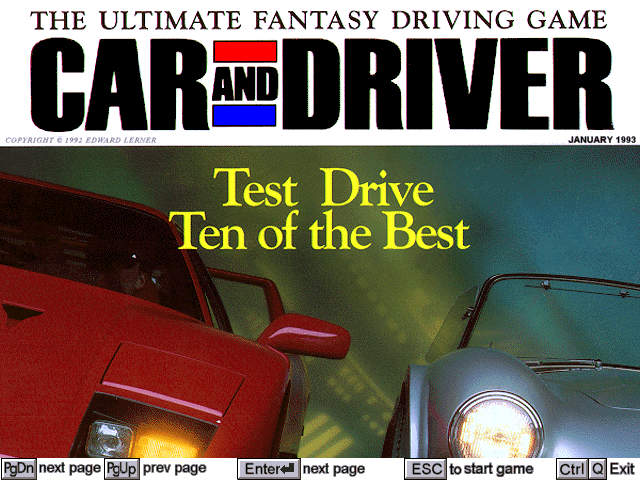 Car & Driver  title screen image #1 