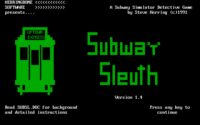 Subway Sleuth title screen image #1 