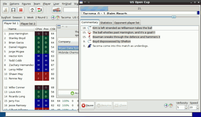 Bygfoot Football Manager in-game screen image #1 