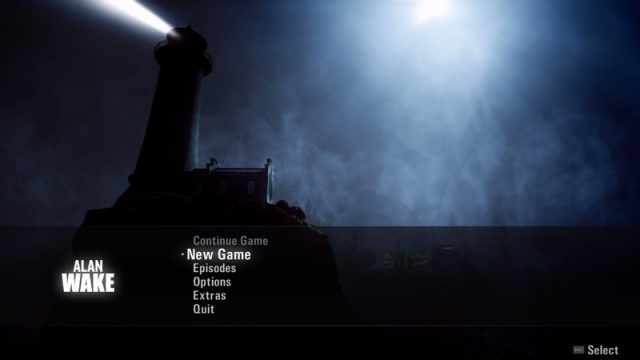 Alan Wake in-game screen image #3 Main menu