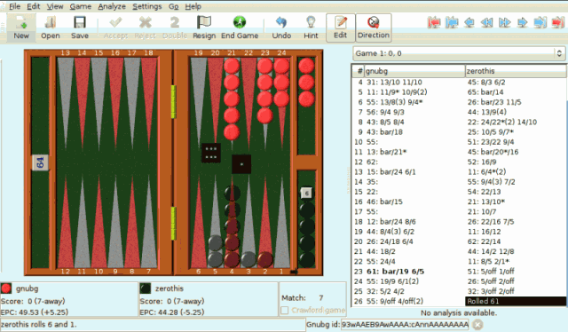GNU Backgammon  in-game screen image #1 