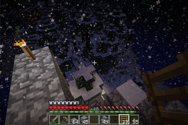 Minecraft in-game screen image #1 Night with some snowing
