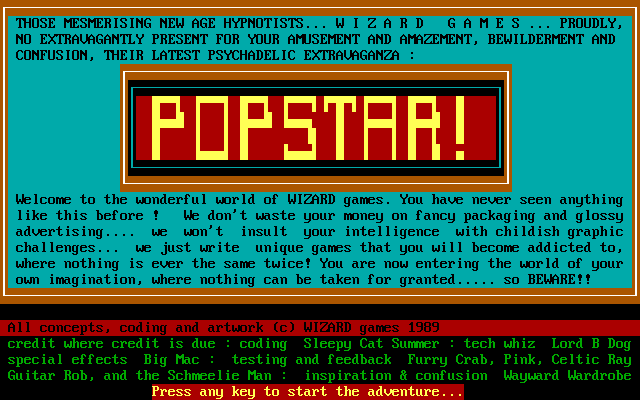 Popstar!  title screen image #1 