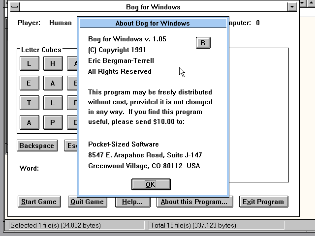 Bog for Windows  title screen image #1 