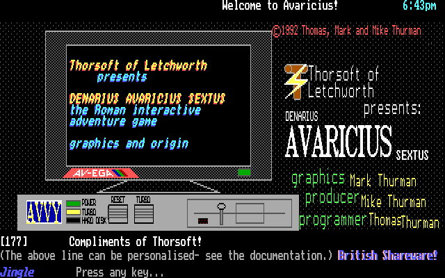 Avaricius  title screen image #1 